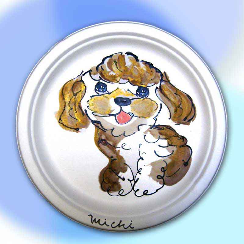 プードルの絵の紙皿　poodle paper plate by michiya nakao