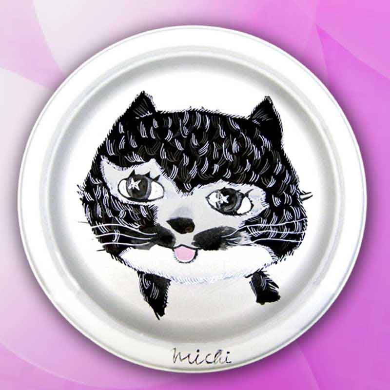 舌だし猫の紙絵皿　cat paper plate by michiya nakao